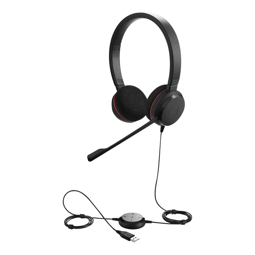 Jabra Evolve 20 DUO con conexión USB, micrófono con cancelación de ruido de ultima generación, configuración Plug and Play (4999-829-209)