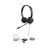 Jabra Evolve 30 Duo con conexión USB / 3.5mm, micrófono con cancelación de ruido y controlador en el cable con botones e indicadores LED (5399-829-309)