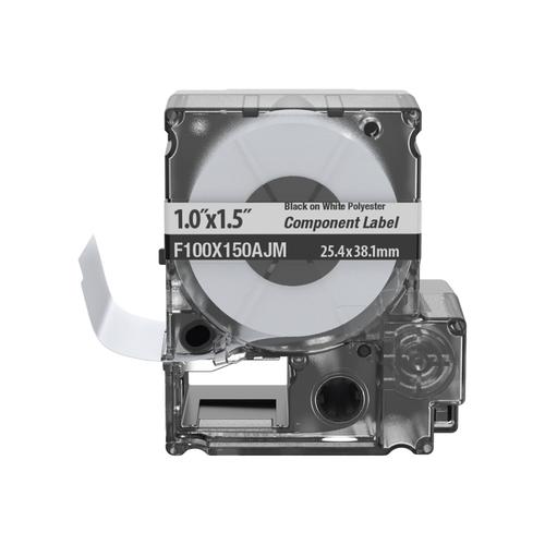 Casete de 150 Etiquetas Bandera, Poliéster de 25.4 mm x 38.1 mm, para Cables de 3.1 mm - 5.1 mm de Diámetro, Área de Impresión Color Blanco