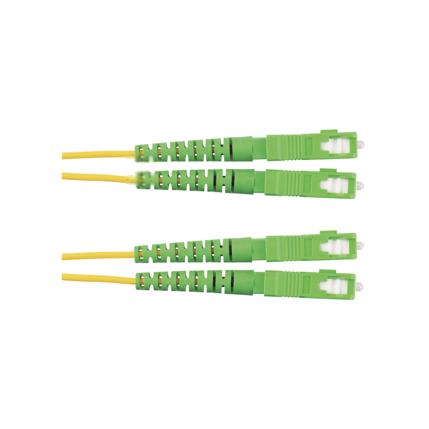 Jumper de Fibra Optica Monomodo 9/125 OS2, SC/APC-SC/APC Duplex, OFNR (Riser), Color Amarillo, 2 Metros (6.56 Pies)