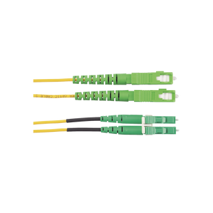 Jumper de Fibra Optica Monomodo 9/125 OS2, SC/APC-LC/APC Duplex, OFNR (Riser), Color Amarillo, 2 Metros (6.56 Pies)