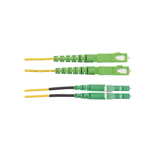 Jumper de Fibra Optica Monomodo 9/125 OS2, SC/APC-LC/APC Duplex, OFNR (Riser), Color Amarillo, 2 Metros (6.56 Pies)