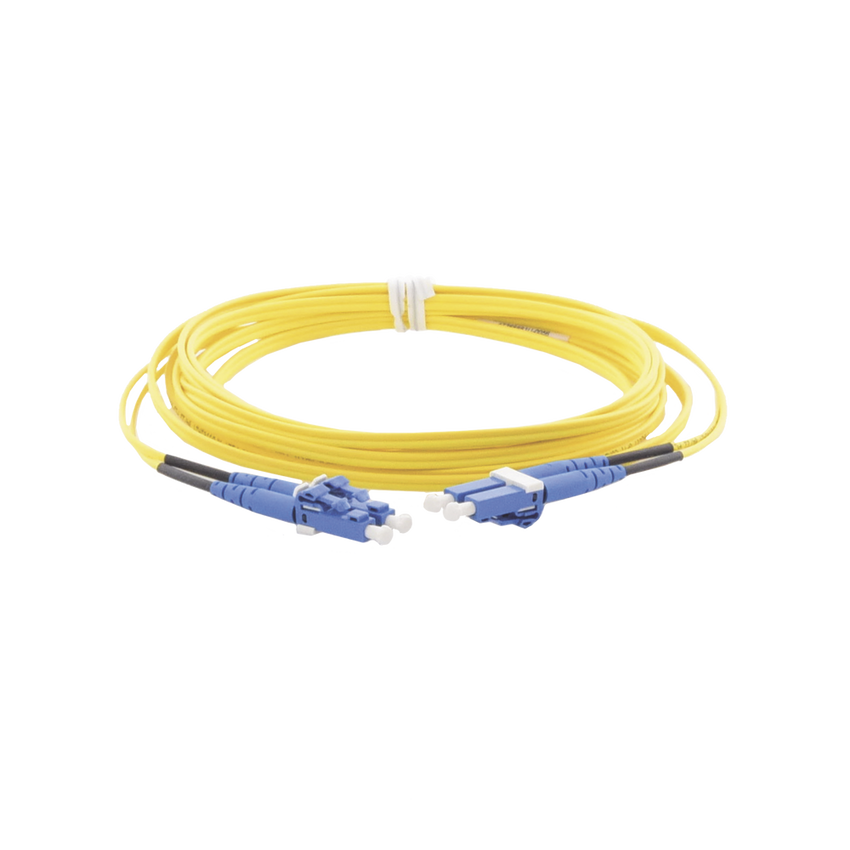 Jumper de Fibra Optica Monomodo 9/125 OS2, LC-LC Duplex, OFNR (Riser), Color Amarillo, 3 Metros (9.84 Pies)