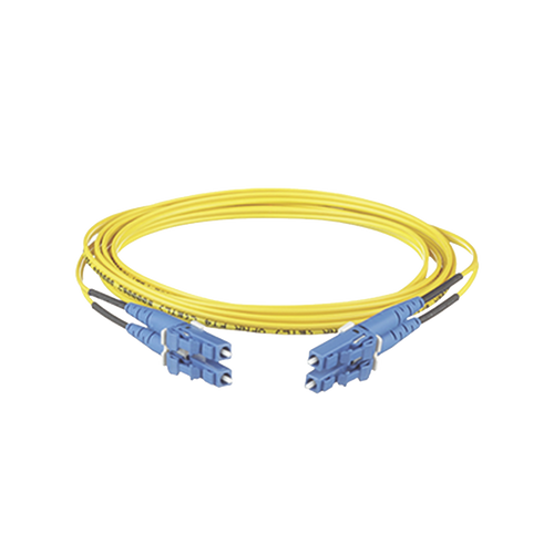 Jumper de Fibra Optica Monomodo 9/125 OS2, LC-LC Duplex, OFNR (Riser), Color Amarillo, 12 Metros