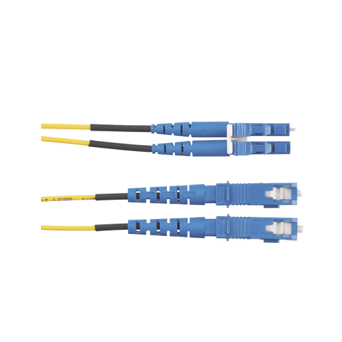 Jumper de Fibra Optica Monomodo 9/125 OS2, LC-SC Duplex, OFNR (Riser), Color Amarillo, 5 Metros (16.40 Pies)