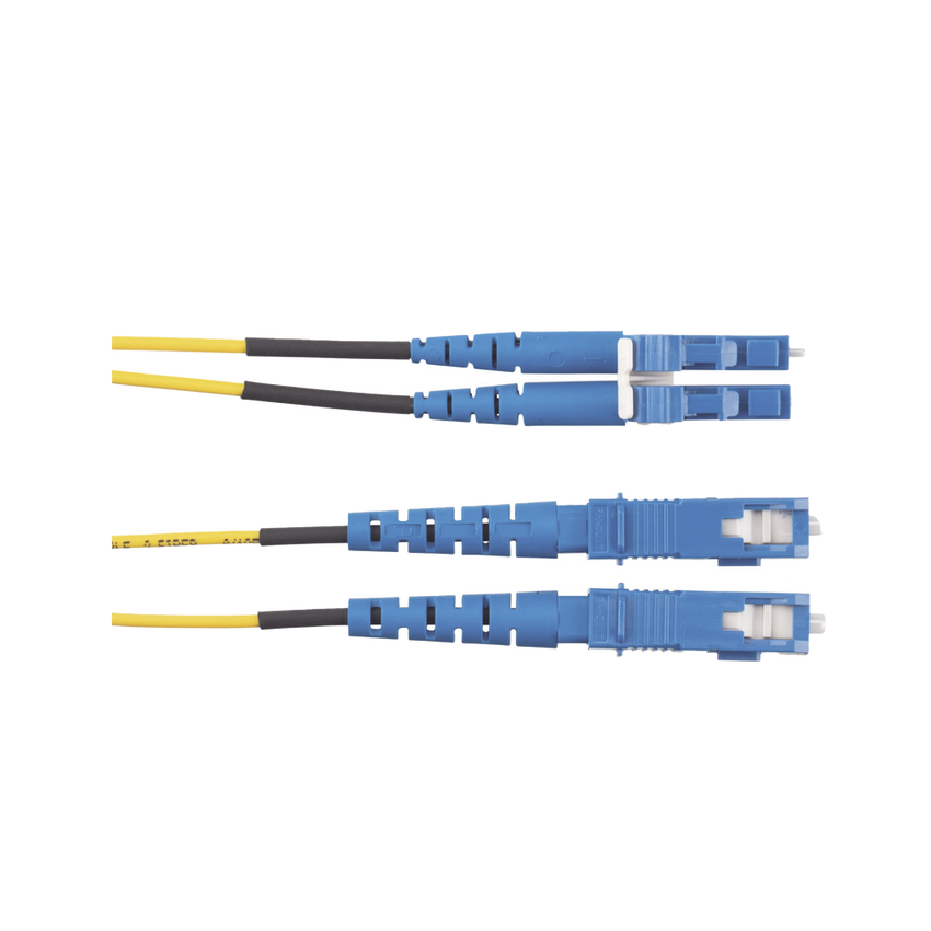Jumper de Fibra Optica Monomodo 9/125 OS2, LC-SC Duplex, OFNR (Riser), Color Amarillo, 5 Metros (16.40 Pies)