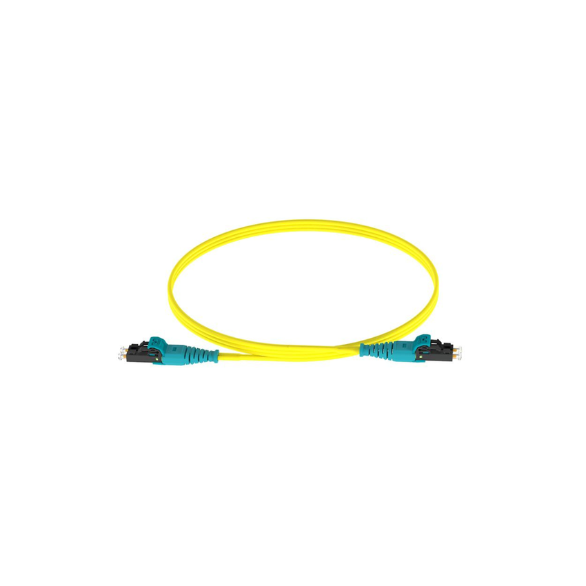 Jumper de Fibra Optica Monomodo 9/125 OS2, LC-LC Duplex Push Pull, OFNR (Riser), Color Amarillo, 3 Metros (9.84 Pies)