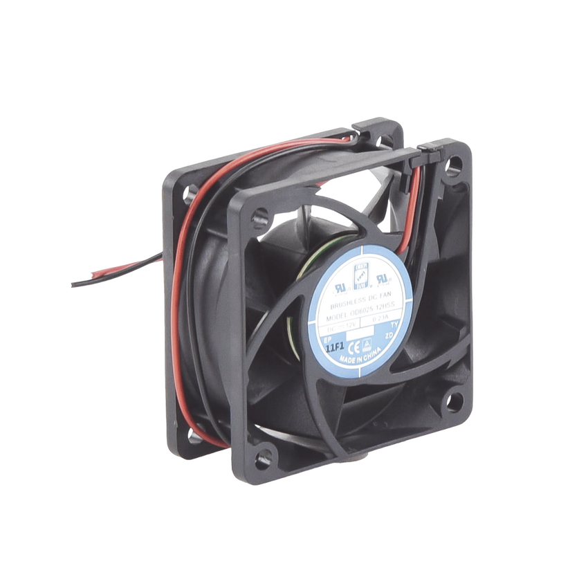 Ventilador Anticondensante Axial Cuadrado, 60x60x25 mm, 12 Vcc, 4390 RPM, 1.8 W, 0.15 A, Flujo de Aire de 25.0 CFM, Unión Sellada.