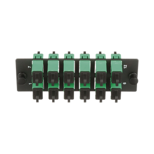 Placa Acopladora de Fibra Optica FAP, Con 12 Conectores SC/APC (12 Fibras), Para Fibra Monomodo OS1/OS2, Color Verde