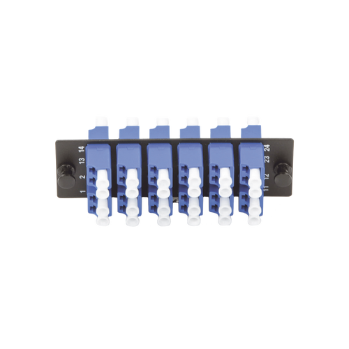 Placa Acopladora de Fibra Optica FAP, Con 12 Conectores LC Duplex (24 Fibras), Para Fibra Monomodo OS1/OS2, Color Azul