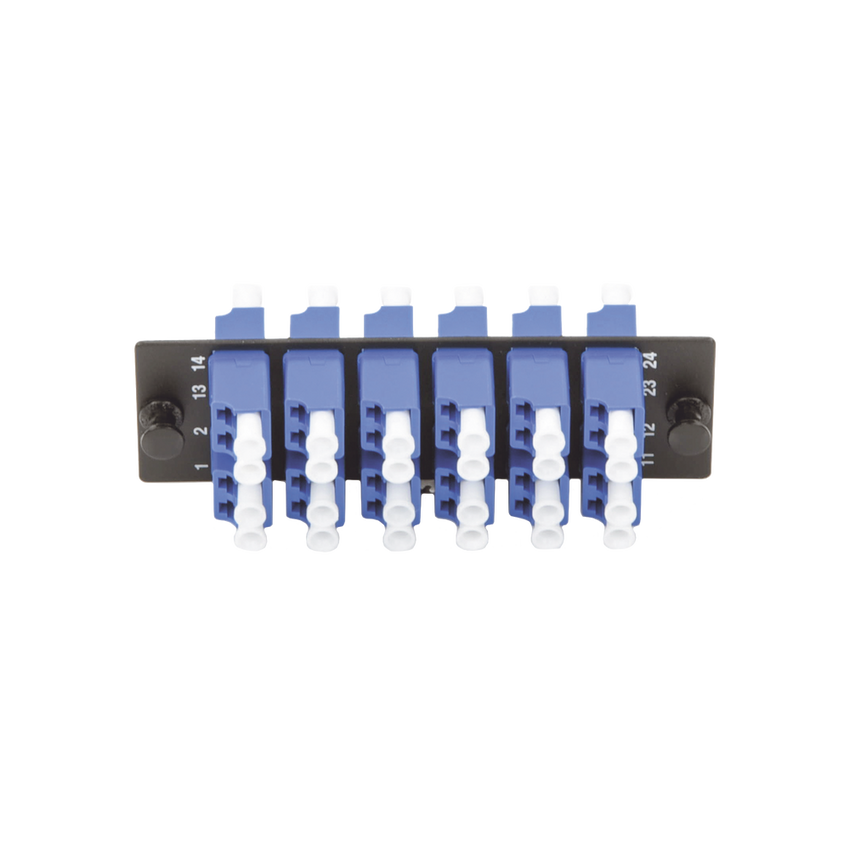 Placa Acopladora de Fibra Optica FAP, Con 12 Conectores LC Duplex (24 Fibras), Para Fibra Monomodo OS1/OS2, Color Azul
