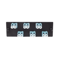 Placa Acopladora de Fibra Optica FAP, Con 6 Conectores LC Duplex (12 Fibras), Para Fibra Multimodo OM3/OM4, Color Aqua