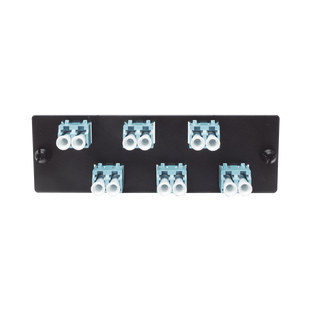 Placa Acopladora de Fibra Optica FAP, Con 6 Conectores LC Duplex (12 Fibras), Para Fibra Multimodo OM3/OM4, Color Aqua