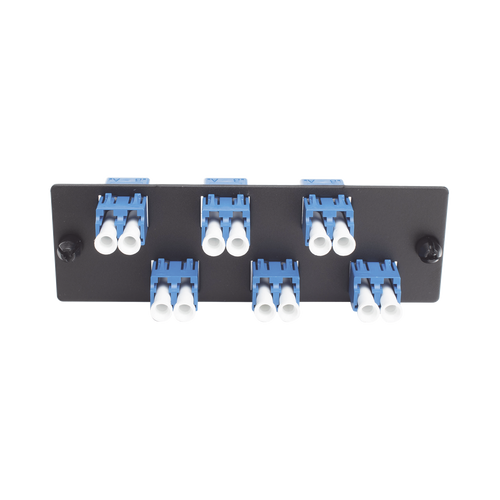Placa Acopladora de Fibra Óptica FAP, con 6 Conectores LC Duplex (12 Fibras), para Fibra Monomodo OS1/OS2, Color Azul