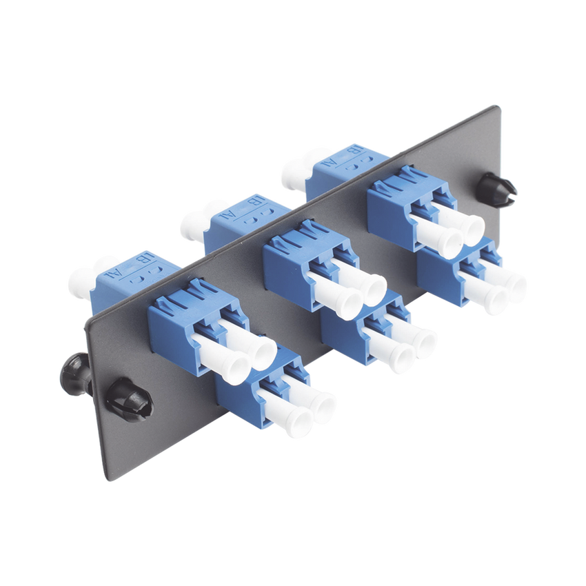 Placa Acopladora de Fibra Óptica FAP, con 6 Conectores LC Duplex (12 Fibras), para Fibra Monomodo OS1/OS2, Color Azul