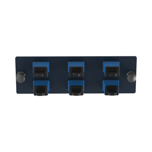 Placa Acopladora de Fibra Óptica FAP, Con 6 Conectores SC Simplex (6 Fibras), Para Fibra Monomodo OS1/OS2, Color Azul