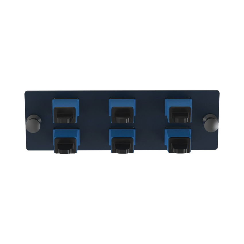 Placa Acopladora de Fibra Óptica FAP, Con 6 Conectores SC Simplex (6 Fibras), Para Fibra Monomodo OS1/OS2, Color Azul