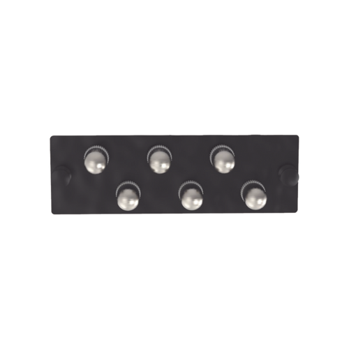 Placa Acopladora de Fibra Óptica FAP, Con 6 Conectores ST Simplex (6 Fibras), Para Fibra Monomodo OS1/OS2, Color Negro