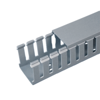 Canaleta Ranurada de PVC con Tapa, Tipo F, 57.2 mm de Ancho, 104.1 mm de Alto y 2 m de Largo, Color Gris