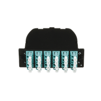 Casete OptiCom de Fibra Óptica Multimodo OM3, Con 2 Conectores MPO a 12 LC Duplex, Polaridad Método A, Pérdida de Inserción Estándar