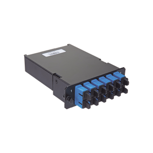Placa Acopladora de Fibra Óptica FAP, Con 12 Pigtails y 6 Conectores LC Duplex (12 Fibras), Para Fibra Monomodo OS1/OS2, Color Azul