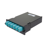 Placa Acopladora de Fibra Óptica FAP, Con 12 Pigtails y 6 Conectores LC Duplex (12 Fibras), Para Fibra Multimodo OM3/OM4, Color Aqua