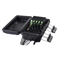 Caja de Distribución de Fibra Óptica para 24 Empalmes, con 16 acopladores SC/APC simplex, Exterior IP65, Color Negro