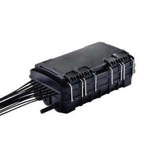Caja de Distribución de Fibra Óptica para 24 Empalmes, con 16 acopladores SC/APC simplex, Exterior IP65, Color Negro