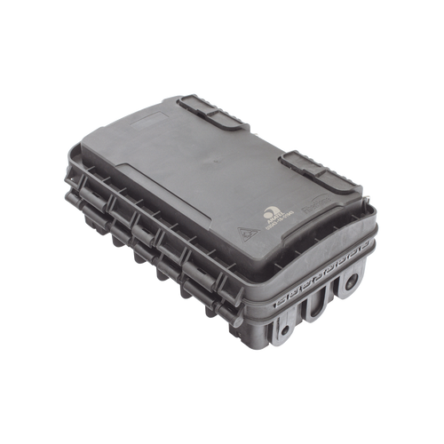 Caja de Distribución de Fibra Óptica para 24 Empalmes, con 8 acopladores SC/APC simplex, Exterior IP65, Color Negro