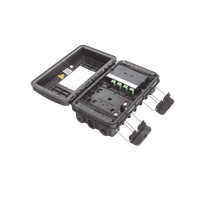Caja de Distribución de Fibra Óptica para 24 Empalmes, con 8 acopladores SC/APC simplex, Exterior IP65, Color Negro