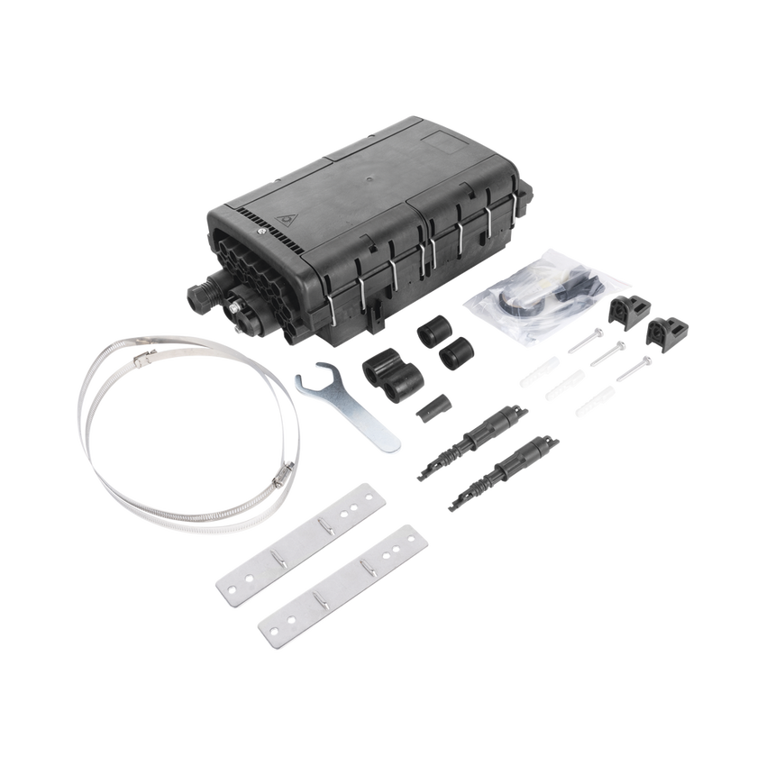 Caja de Distribución de Fibra Óptica para 48 Empalmes con 16 Acopladores SC/APC, Enterrado Directo, IP68
