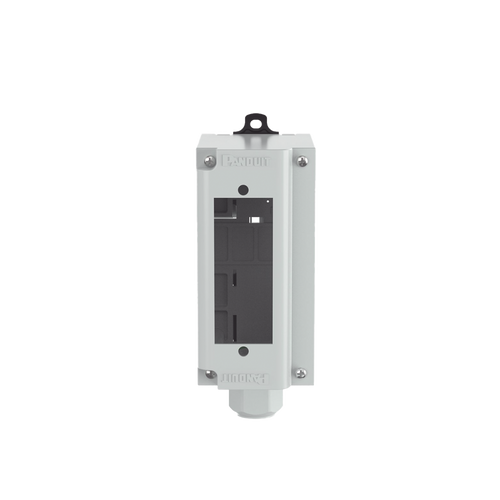Panel de Parcheo Modular para Fibra Óptica, de Instalación en Riel DIN Estándar de 35 mm (1.38 pulgadas), Acepta Una Placa Acopladora FAP, Color Gris
