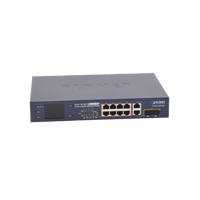 Switch PoE+ / Distancia 250 Metros / 8 Puertos + 2 Combo TP/SFP Gigabit y Pantalla LCD Para Monitoreo
