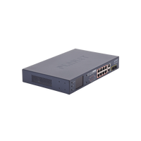 Switch PoE+ / Distancia 250 Metros / 8 Puertos + 2 Combo TP/SFP Gigabit y Pantalla LCD Para Monitoreo