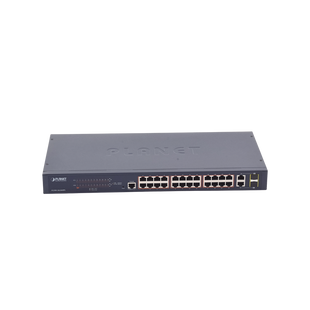 Switch administrable de 24 puertos 10/100TX PoE+ y 2 puertos combo TP/SFP Gigabit