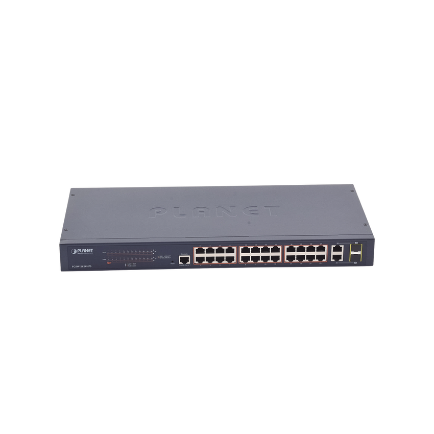 Switch administrable de 24 puertos 10/100TX PoE+ y 2 puertos combo TP/SFP Gigabit