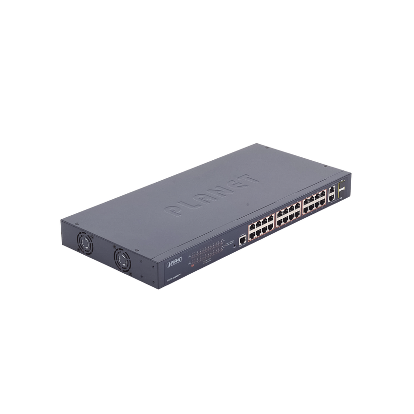 Switch administrable de 24 puertos 10/100TX PoE+ y 2 puertos combo TP/SFP Gigabit