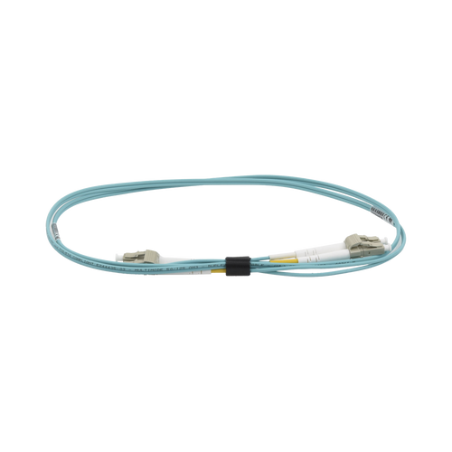 Jumper de Fibra Óptica Multimodo 50/125 OM3 XGLO, LC-LC Duplex, OFNR, Color Aqua, 1 Metro (3.28 Pies)