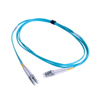 Jumper de Fibra Óptica Multimodo 50/125 OM3 XGLO, LC-LC Duplex, OFNR, Color Aqua, 1 Metro