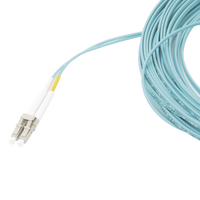 Jumper de Fibra Óptica Multimodo 50/125 XGLO OM3, LC-LC Duplex, OFNR, Color Aqua, 15 Metros (49.21 Pies)