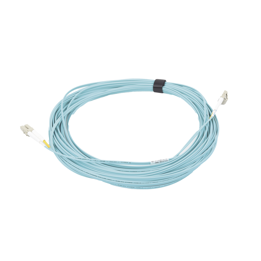 Jumper de Fibra Óptica Multimodo 50/125 XGLO OM3, LC-LC Duplex, OFNR, Color Aqua, 15 Metros (49.21 Pies)