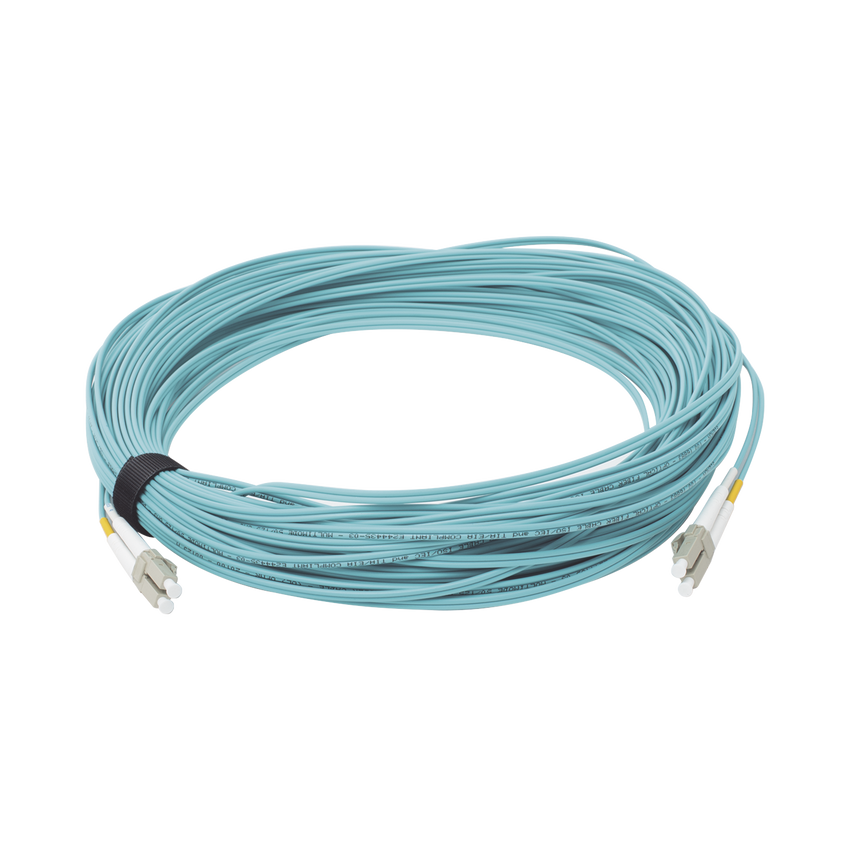 Jumper de Fibra Óptica Multimodo 50/125 XGLO OM3, LC-LC Duplex, OFNR, Color Aqua, 30 Metros