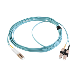 Jumper de Fibra Óptica Multimodo 50/125 XGLO OM3, LC-SC Duplex, OFNR, Color Aqua, 1 Metro