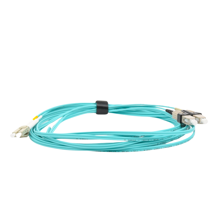 Jumper de Fibra Óptica Multimodo 50/125 XGLO OM3, LC-SC Duplex, OFNR, Color Aqua, 5 Metros (16.40 Pies)