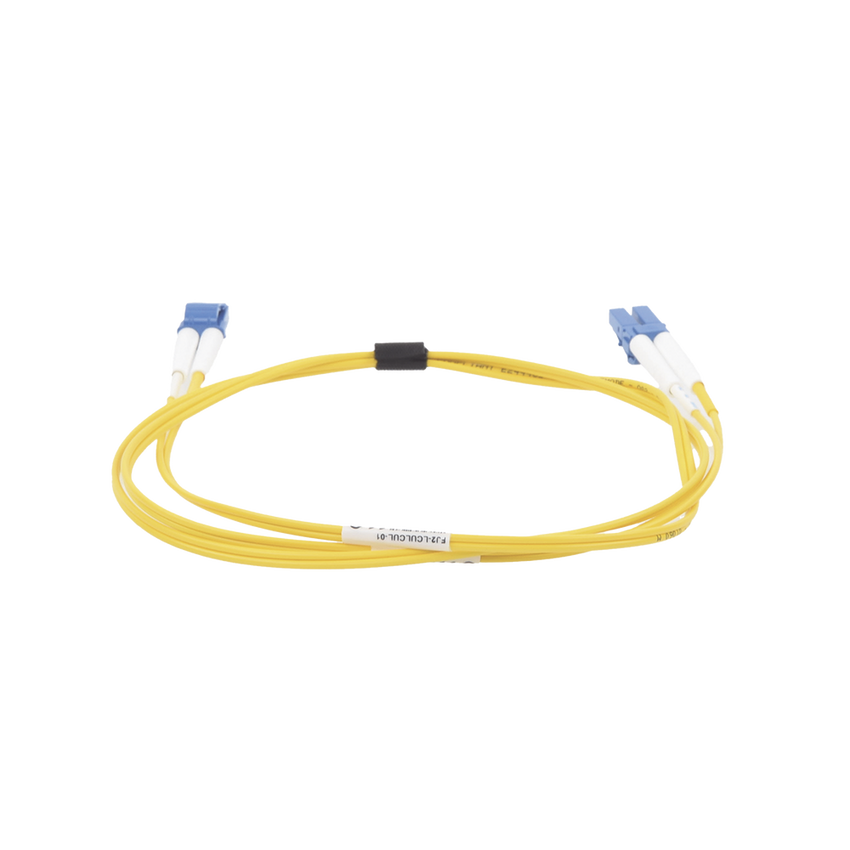 Jumper de Fibra Óptica Monomodo (OS2), XGLO, Riser, LC/UPC-LC/UPC Duplex, OFNR, Color Amarillo, 1 Metro (3.28 Pies)
