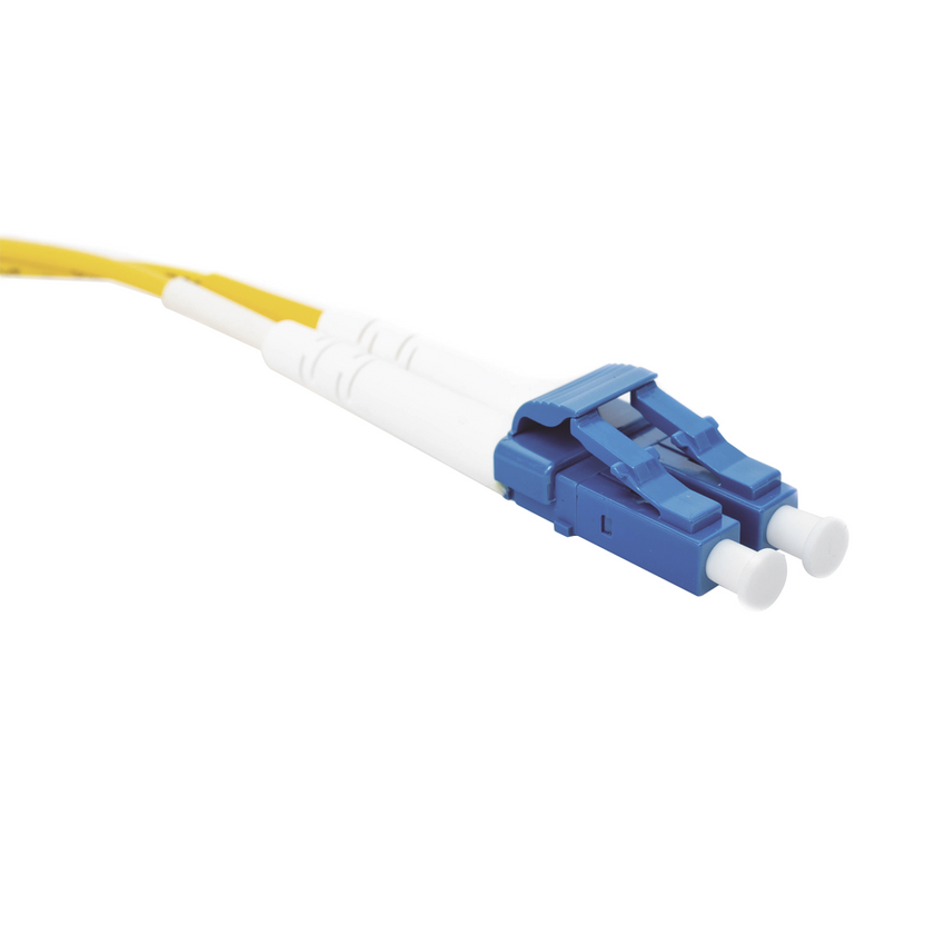 Jumper de Fibra Óptica Monomodo (OS2), XGLO, LC/UPC-SC/UPC Duplex, OFNR, Color Amarillo, 10 Metros (32.81 Pies)