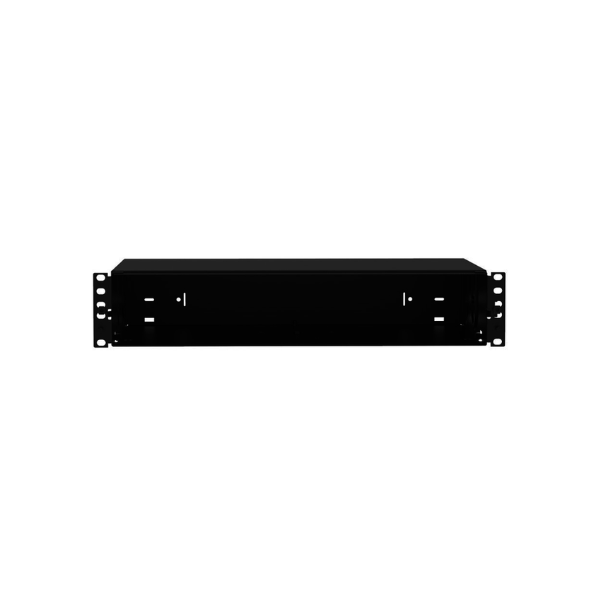 Panel de Distribución de Fibra Óptica, Acepta 8 Casetes QuickNet o Placas FAP/FMP con Panel CFAPPBL2 (No Incluido), Bandeja Fija, Hasta 192 Fibras, Color Negro, 2UR
