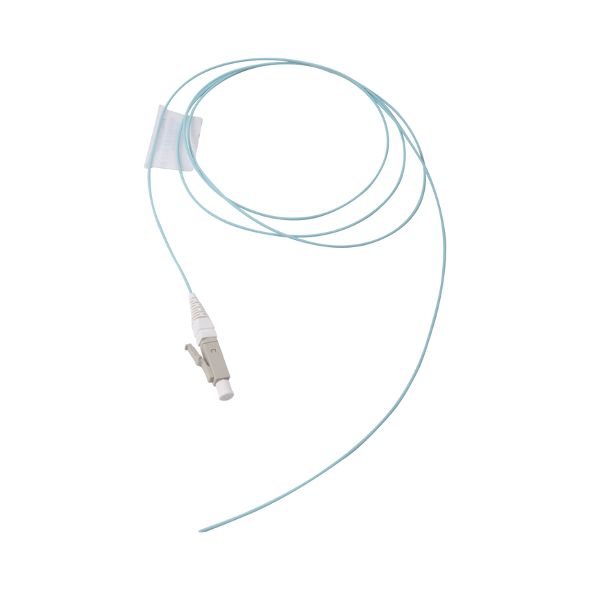 Pigtail de Fibra Óptica LC Simplex, Multimodo OM3 XGLO 50/125, LS0H, Color Aqua, 1 Metro (3.28 Pies)