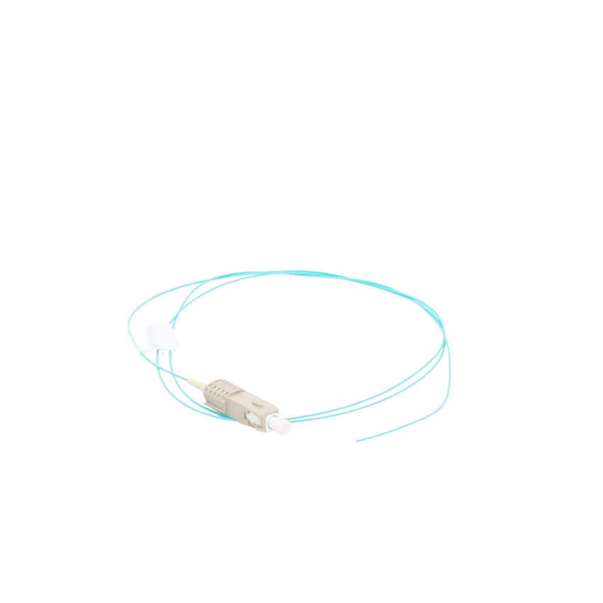 Pigtail de Fibra Óptica LC Simplex, Multimodo OM3 XGLO 50/125, OFNR, Color Aqua, 1 Metro (3.28 Pies)