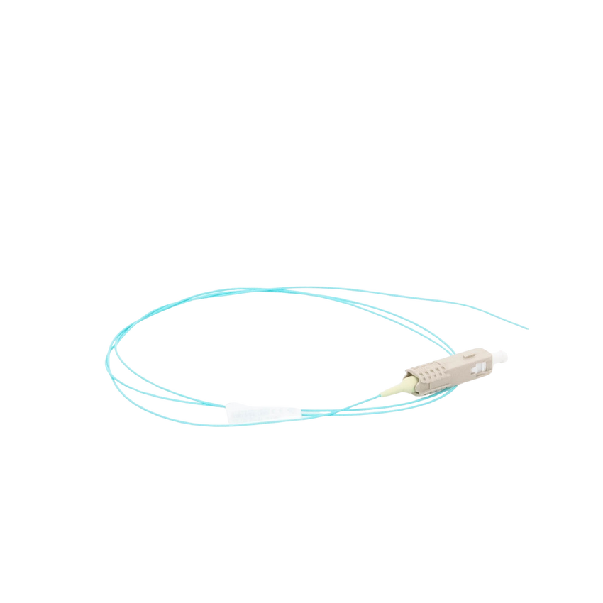 Pigtail de Fibra Óptica LC Simplex, Multimodo OM3 XGLO 50/125, OFNR, Color Aqua, 1 Metro (3.28 Pies)